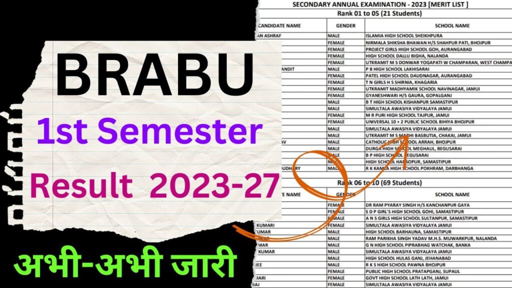 BRABU UG 1st Semester Result 2023-27
